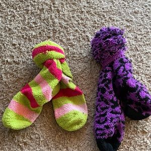two pairs of big fuzzy socks